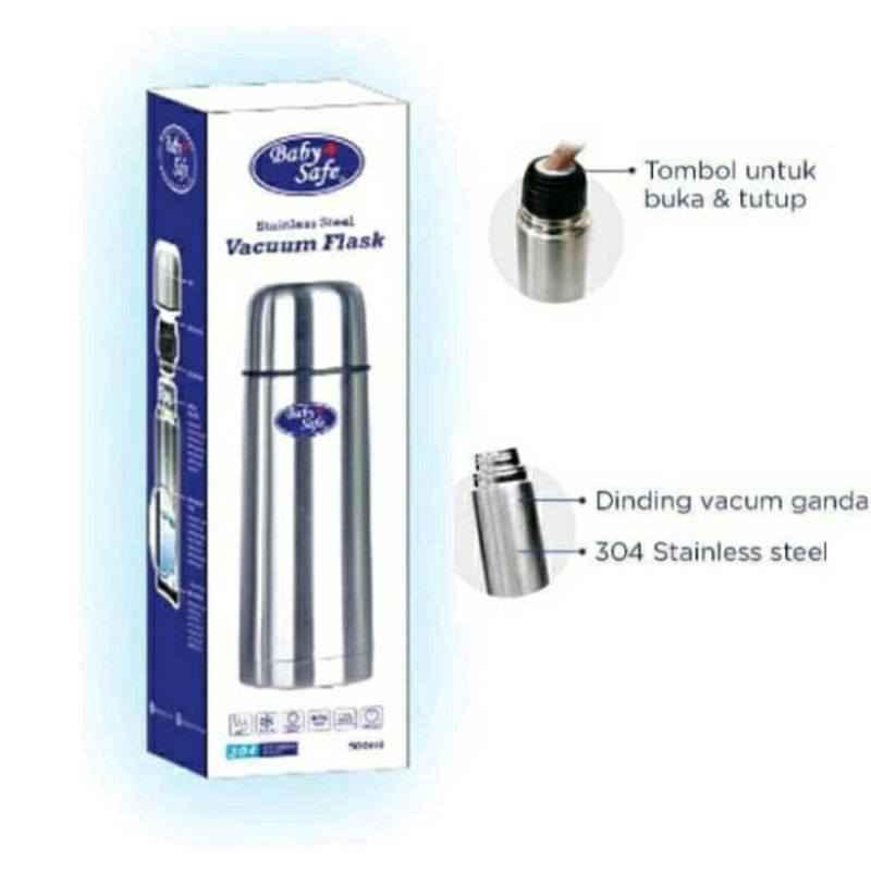 BabySafe Stainless Steel Vacum Flask 500ml/ Termos air /TER02