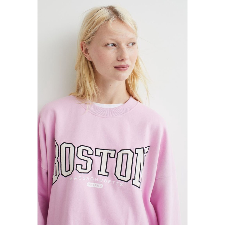 Crewneck H&amp;M BOSTON Pink ORIGINAL 100% Fulltag Sweater HnM BOSTON SOFT PINK