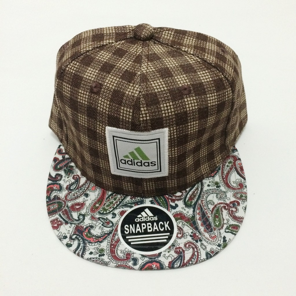 Topi Snapback Adidas Coklat Kotak Kecil Batik  murah