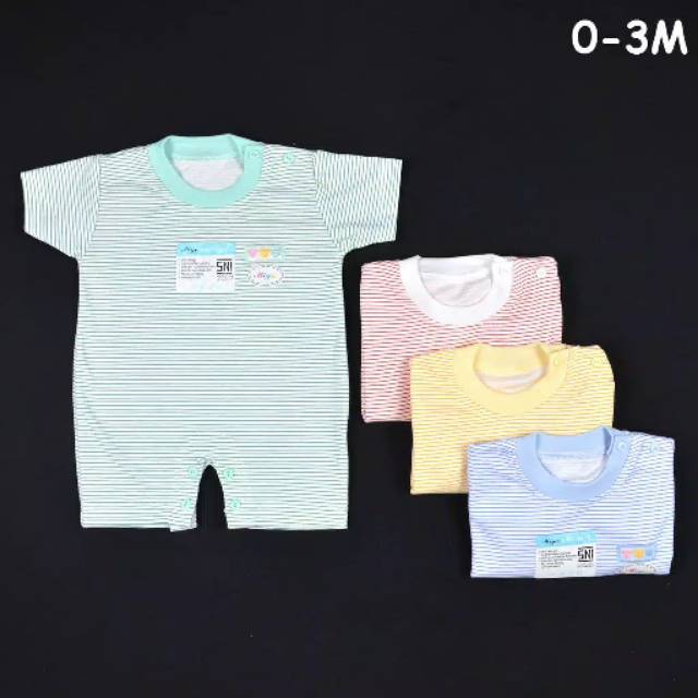 1 Pcs Miyo Baju Kodok Segiempat / Romper Bayi/Baby SALUR Newborn (0-3M)