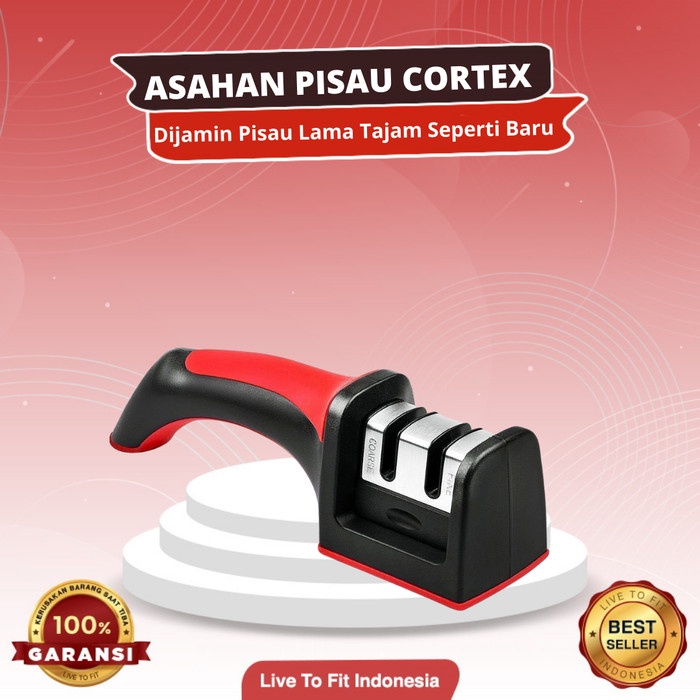 PISAU SET Alat Pengasah Pisau & Gunting Cortex Original / Asahan Pisau Cortex - Merah (S1E7) Pisau d