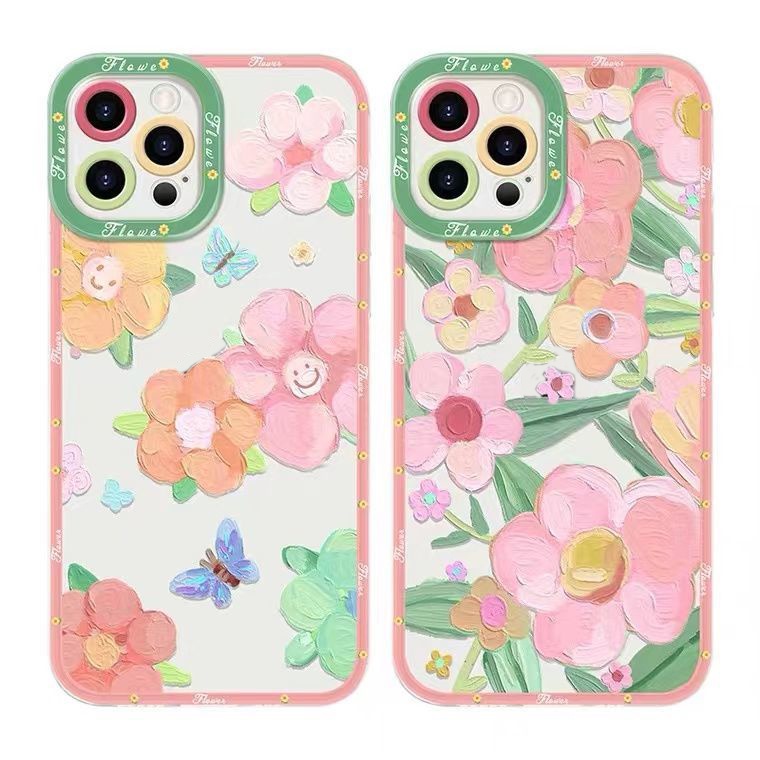 Soft Case Transparan Motif Bunga Untuk IPhone 13 13pro 12promaxSE2 2020 / 11 Pro MAX / 6S / 7 / 8plus / XR