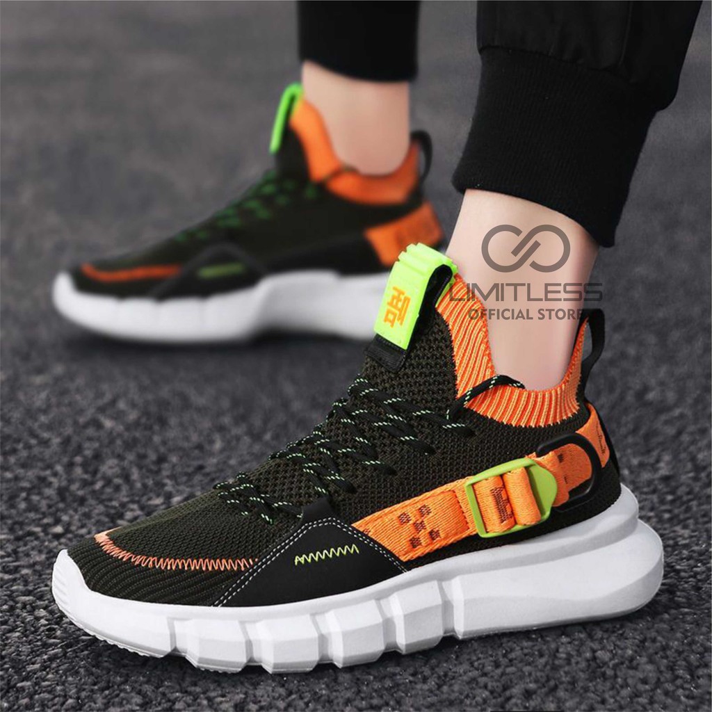 Sepatu Pria Sporty  Sneakers Pria HYPE RUNNING Sepatu Cowok Import Korean Style Knitting Rajut Snikers Laki-Laki