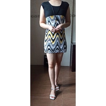 DRESS MOTIF YELLOW KARET STRETCH / DRESS BUMIL