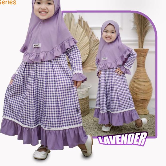 [Original]✔️ Gamis Anak Katun Mix Jersey Warna Lilac Usia 2-8Th by Asymah