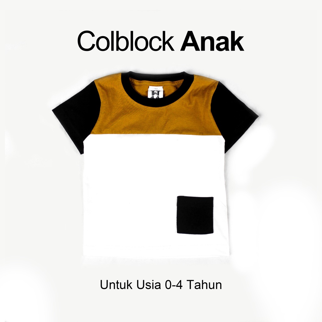 (2 Warna) Highwest Colblock T-Shirt Anak 0-4th Cotton Combed 24s