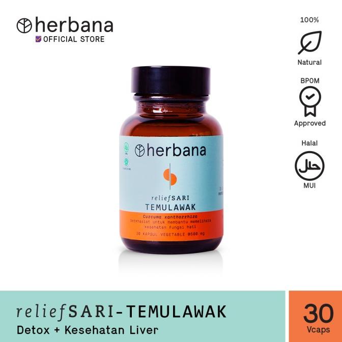 

TERLARIS Herbana Relief Sari Temulawak - 30 Kapsul /OBAT HERBAL ASAM URAT/OBAT HERBAL PELANGSING/OBAT HERBAL KOLESTEROL/OBAT HERBAL DIABETES