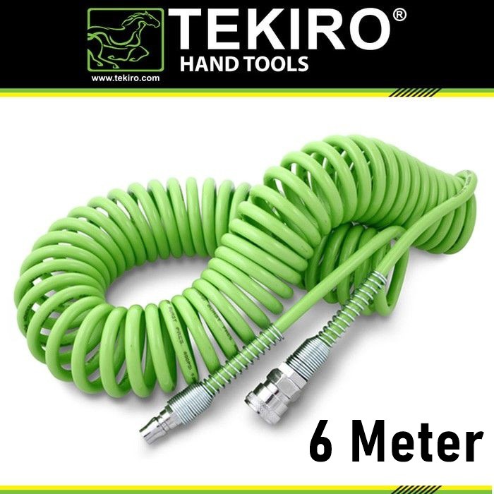 TEKIRO SELANG SPIRAL KOMPRESOR 6 METER - SELANG RECOIL HIJAU