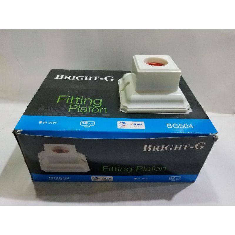 Fitting lampu segi 4 merek Bright G warna cream
