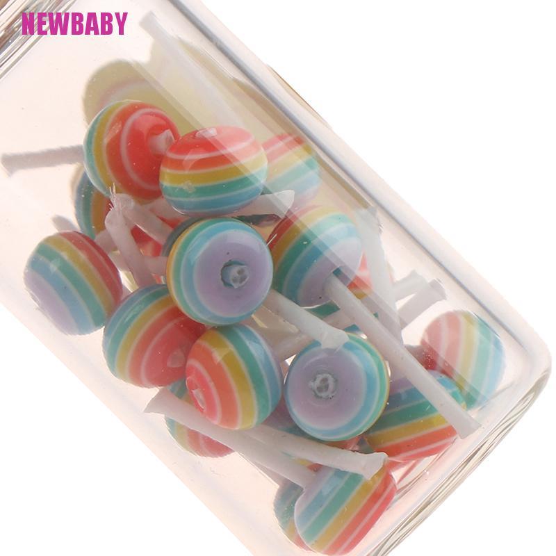 [NEWBABY] 1/12 Dollhouse Miniature Food Dessert Sugar Lollipops With Case Holder Candy