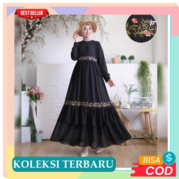 Baju Gamis Wanita Original Rayon Katun Lengan Panjang Remaja Busui Z1B1 Murah Meriah Bahan Tebal Ter