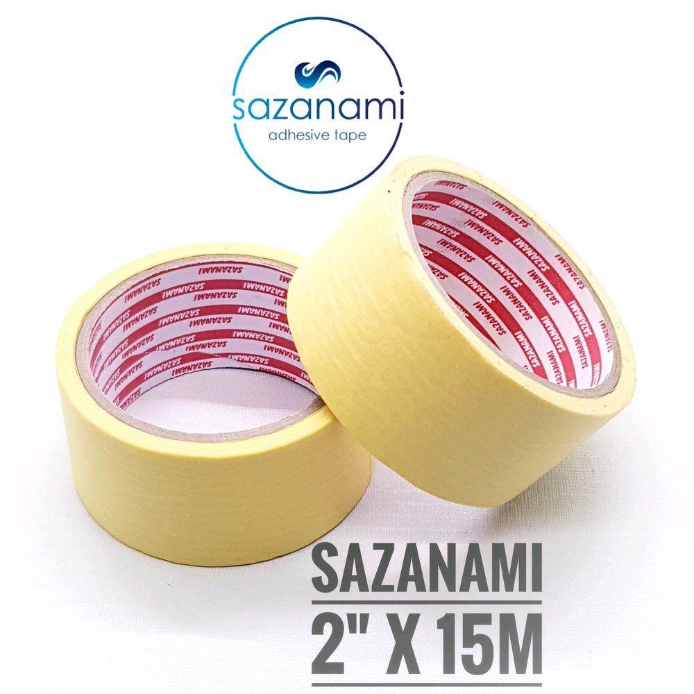 MASKING TAPE 2&quot; INCH x 15m Sazanami ISOLASI LAKBAN KERTAS - Kuning