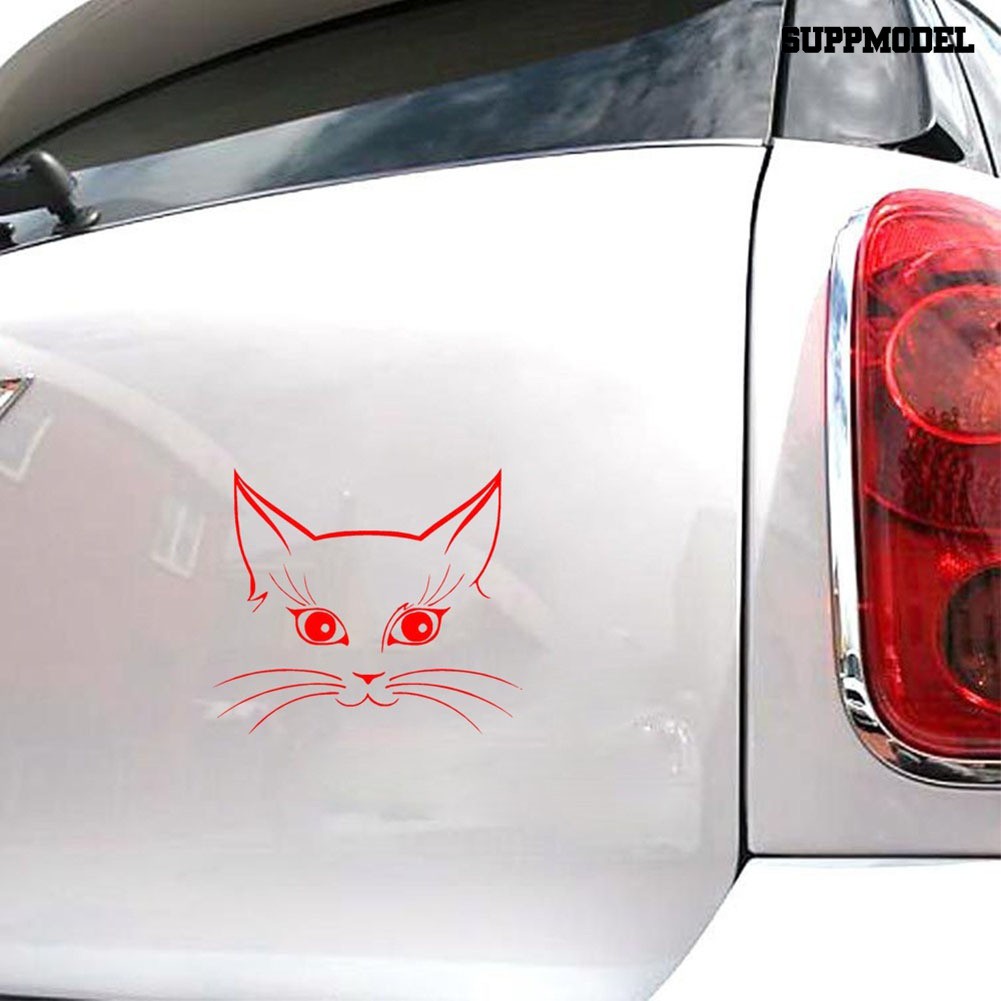 Supmodel Stiker Reflektif Motif Kepala Kucing Lucu Untuk Dekorasi Body / Jendela Mobil