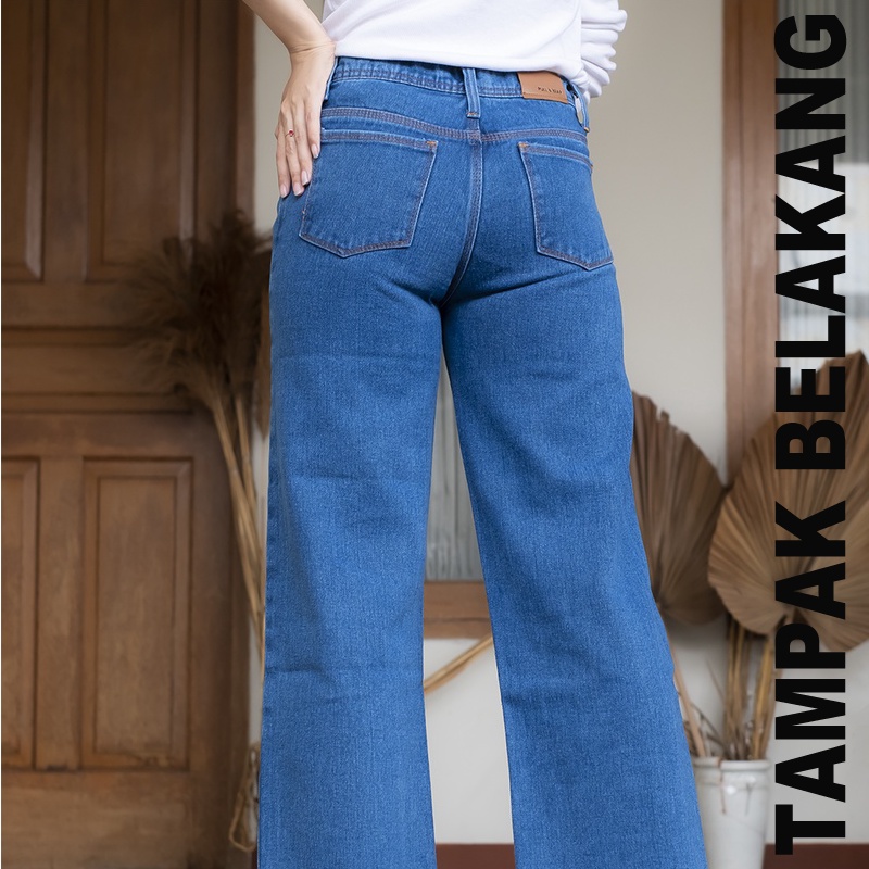 AFAREEN - Kulot Jeans Highwaist Wanita Celana Jeans Boyfriend Snow Lipat 27-34