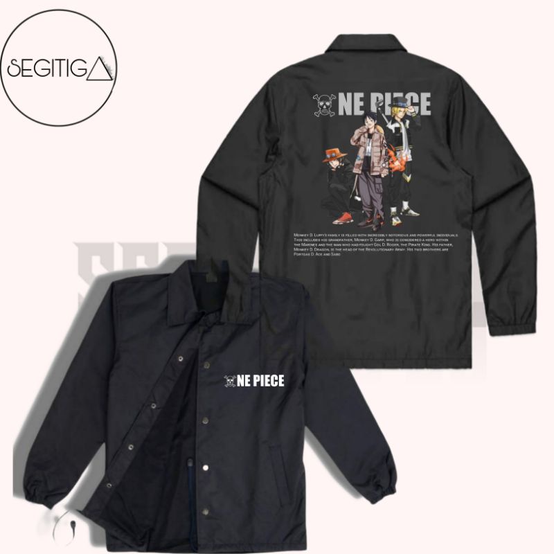 Jaket Coach ONE PIECE design Jacket parasut waterproof pria wanita Unisex taslan polos hitam Windbre