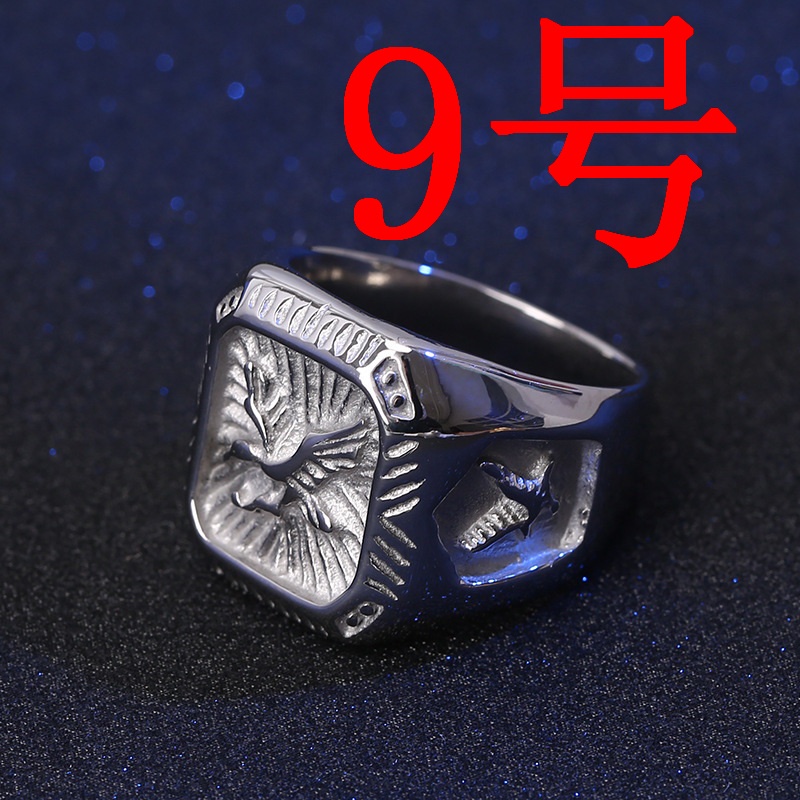 Cincin Desain Ukiran Elang Bahan stainless steel Gaya Eropa Dan Amerika Untuk Pria Dan Wanita