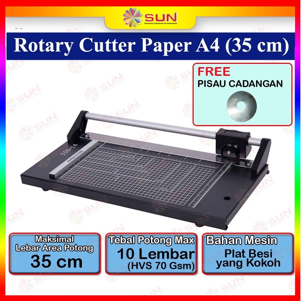 Jual Rotary Paper Cutter Trimmer A4 A3 Vertikal 35 Cm Alat Potong