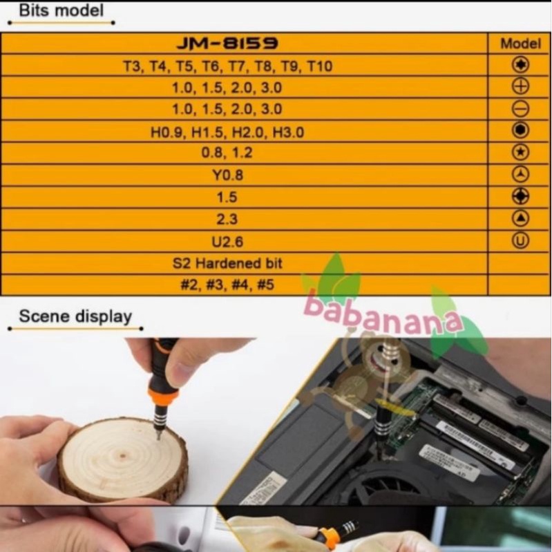 Jakemy JM-8159 34 in 1 obeng set screwdriver hex tool kit laptop hp