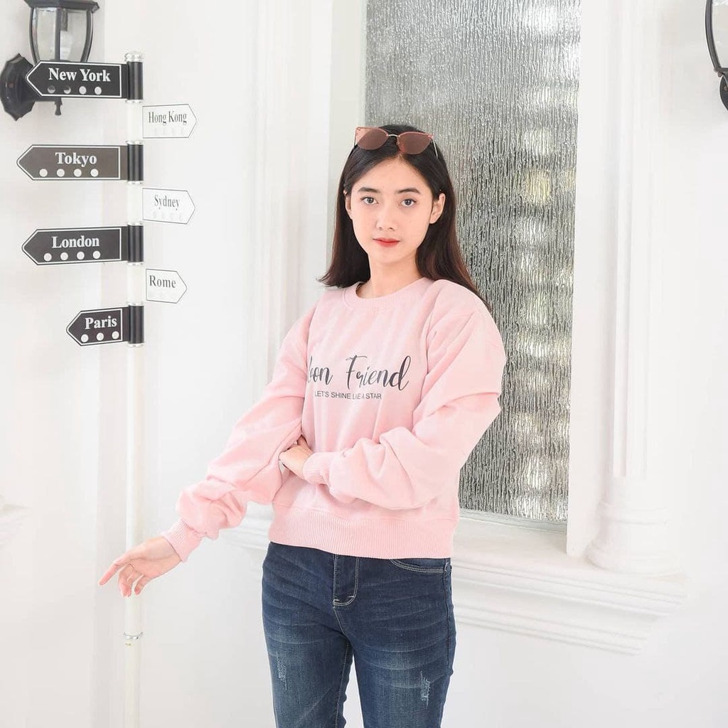 Nara Grosir - Moon Friend Sweater | 2 Varian Warna | Sweater Termurah