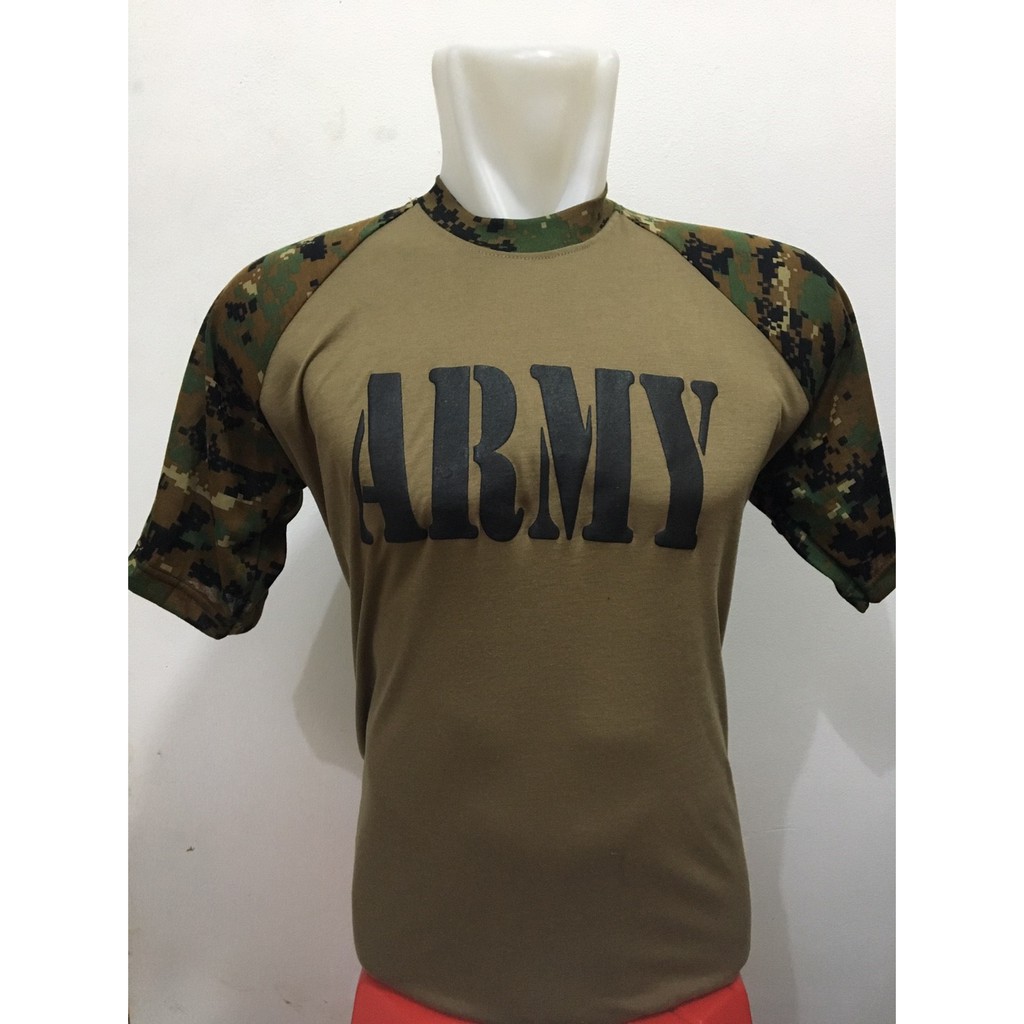 Kaos Raglan Loreng - Kaos Raglan Marpad Woodland - Kaos Loreng - Kaos Army