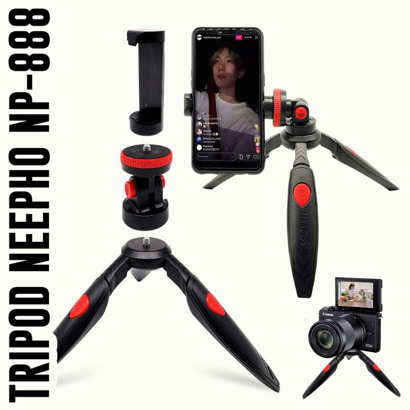 Tripod mini Kamera Hp Handphone Smartphone Phone Holder 360 neepho multi function fungsi Dudukan Kaki lipat