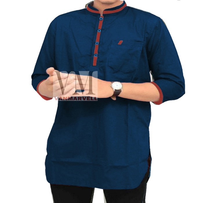 Baku Koko Muslim Kombinasi Hadroh PQ560 Vm Gamis- Biru