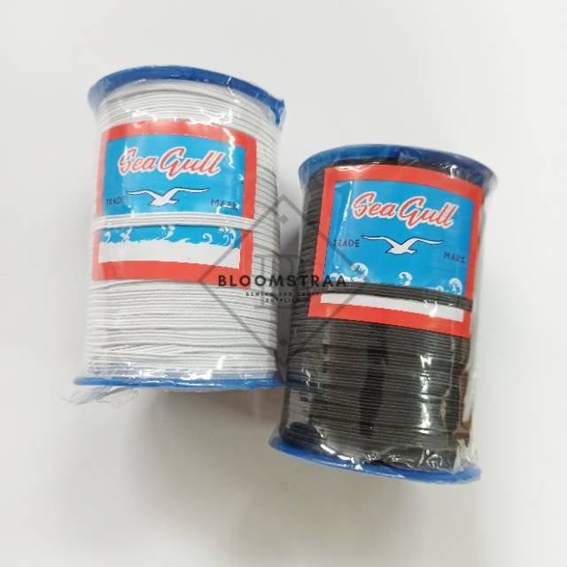 Roll Tali Karet Elastis 4mm Elastik Karet 4 mm Tali Masker Putih 1 Roll