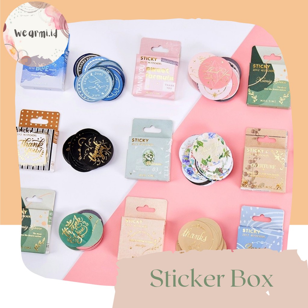 

45 Pcs Deco Sticker Box Thank You Aesthetic Planner DIY Scrapbook Stiker Dekor Kotak Colorfull