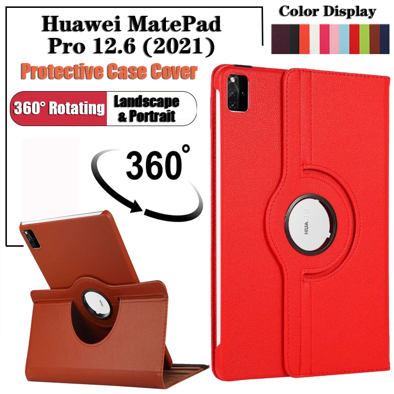 Untuk Huawei MatePad Pro 12.6 (2021) Tablet Perlindungan Casing WGR-W09 WGR-W19 WGR-AN19 Fashion360° Rotating Stand Case Penutup Kulit Flip Pelindung Shockproof