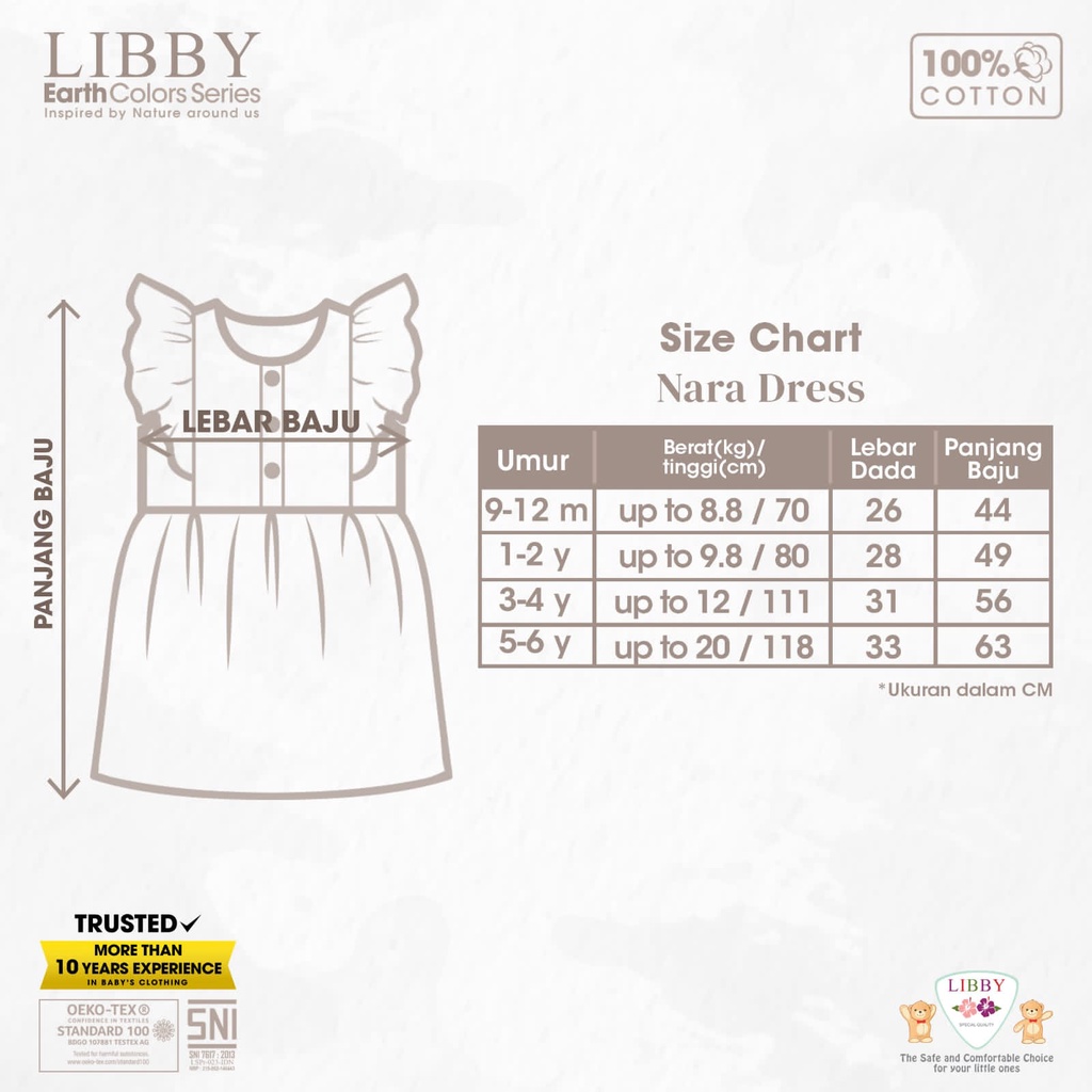 LIBBY  ANNA DRESS / NARA DRESS / JOLIE DRESS EARTH COLORS SERIES DRESS BAJU ANAK FASHION ANAK PEREMPUAN 6 BULAN - 6 TAHUN