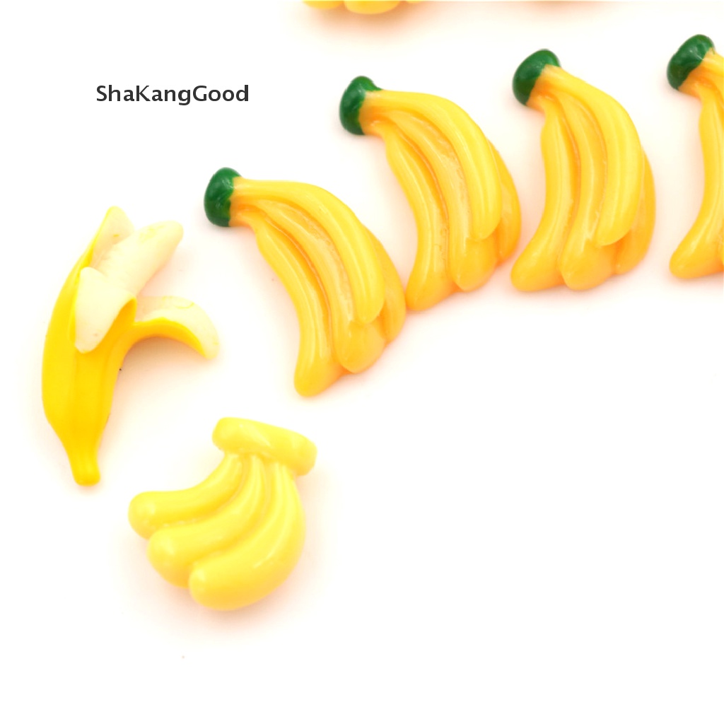 Skid 5pcs / Set Hiasan Pisang Flatback Bahan Resin Untuk Dekorasi Scrapbook / Handphone DIY