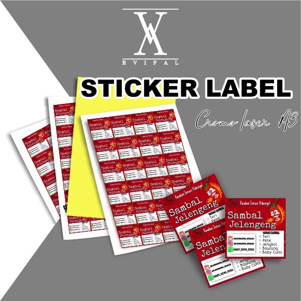 

sticker label kemasan - prodak makanan - bahan cromo laser a3 plus