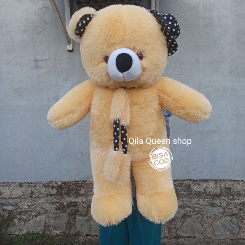 Boneka Teddy bear jumbo TOPI SYAL  GRATIS Ukir nama atau photo