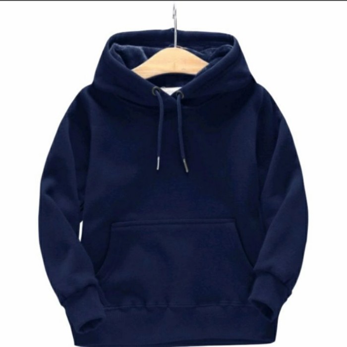 Free Kaos Katun BambuJaket Hoodie Sweater Polos Original Blue Navy - Blue Navy, M Murah