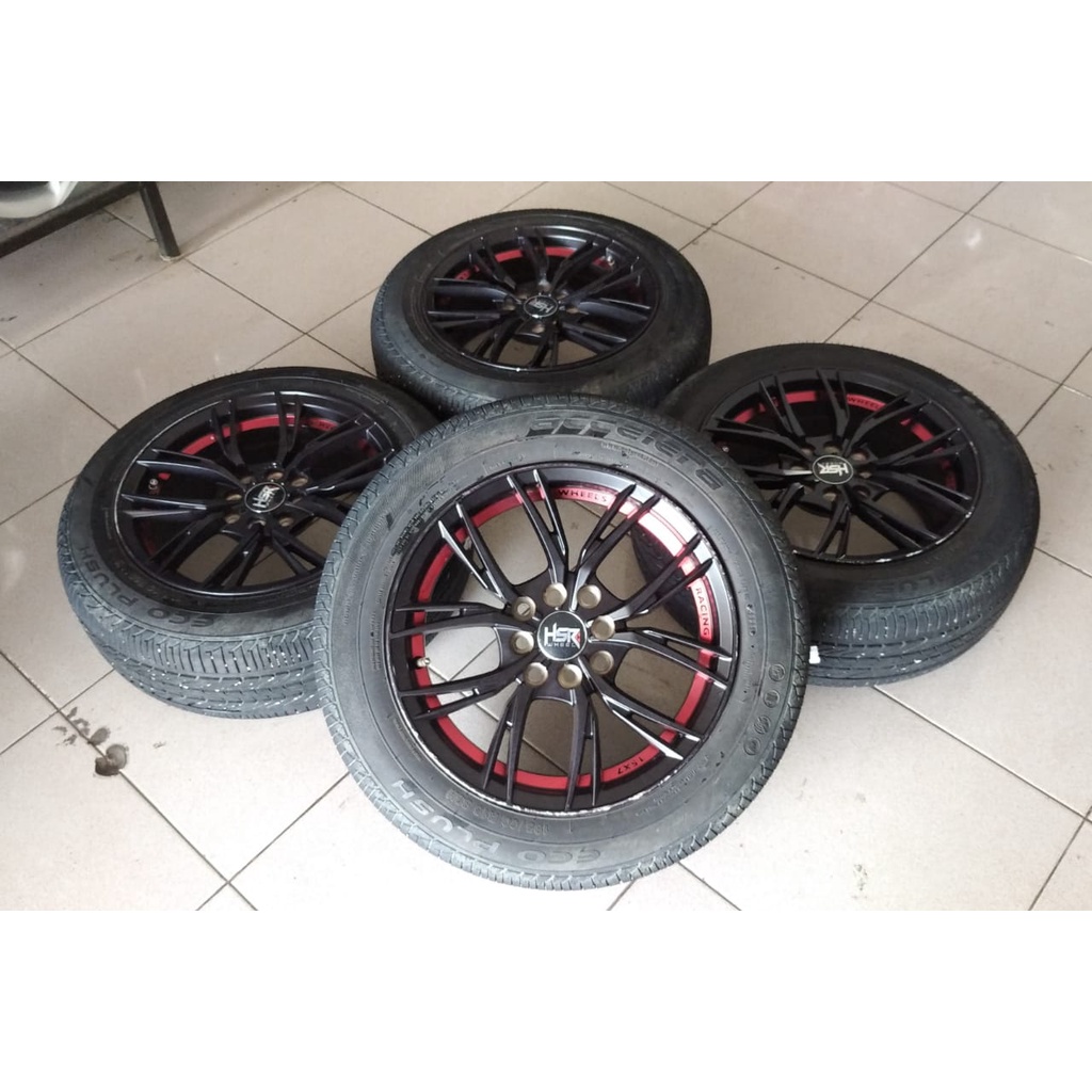 Velg Mobil Bekas AMBARA HSR R15 Hole 4X100 4X114,3 + Ban Accelera ECO PLUSH 195 60 R15 Untuk Mobil A