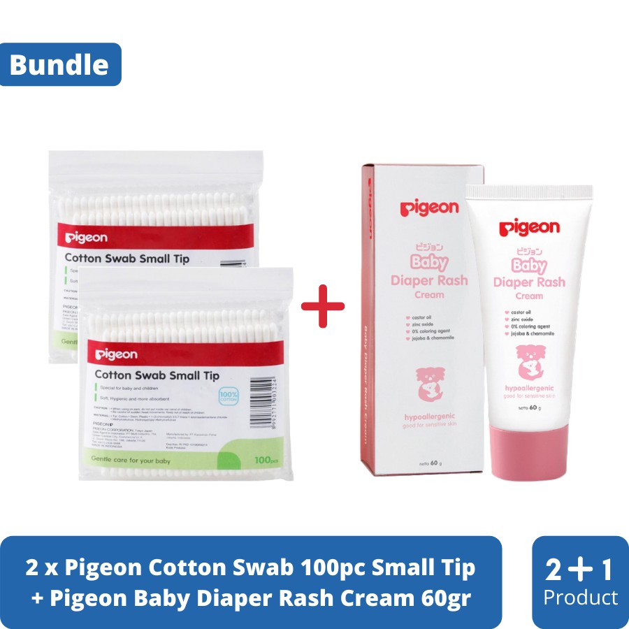 Jual Pigeon Cotton Swab 100pc 2 Pack & Pigeon Baby Rash Diaper Cream