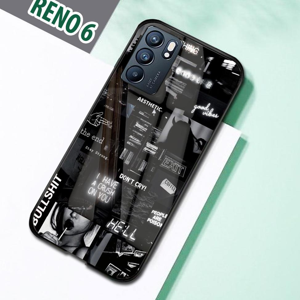[COD] Softcase Glass Kaca AESTHETIC [SF80] Oppo Reno 6  Casing Handphone-Pelindung Handphone °•.¸¸.•°`