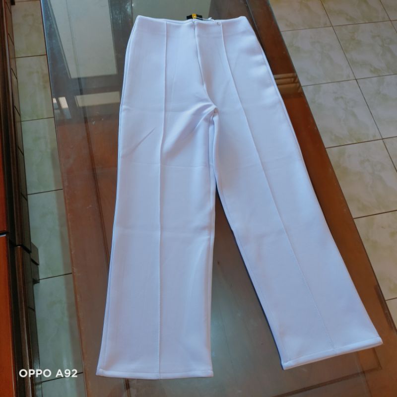 Highwaist Pants Celana Kulot Scuba Bawahan Cullote Outfit Remaja Wanita Kekinian Terbaru