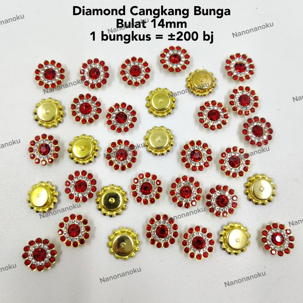 [±200 bj] Kristal Cangkang Bunga 14 mm Bulat Diamond Permata Jahit