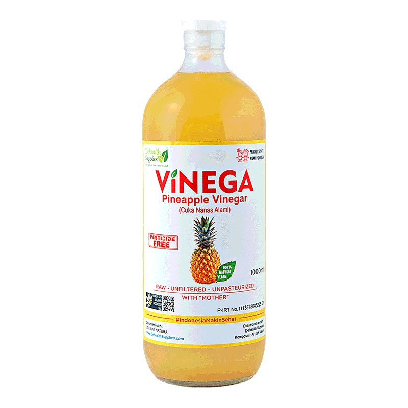 

Vinega, Pineapple Vinegar with Mother / Cuka Nanas alami 1 L