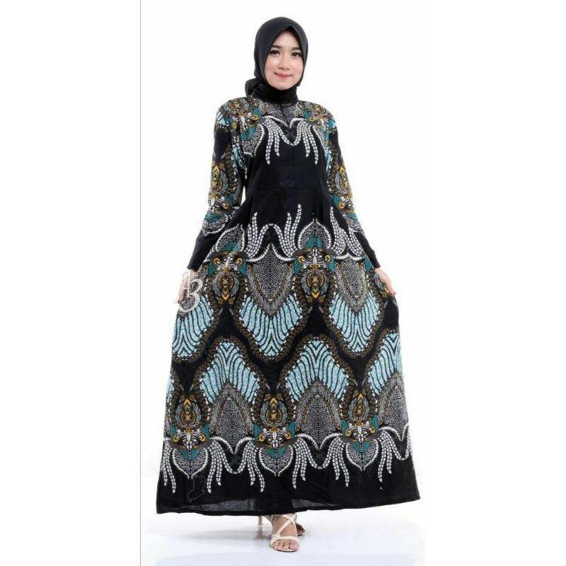 Batik Couple Keluarga sania ruffle ori ndoro jowi dnt motif maduijo-Gamis ibu