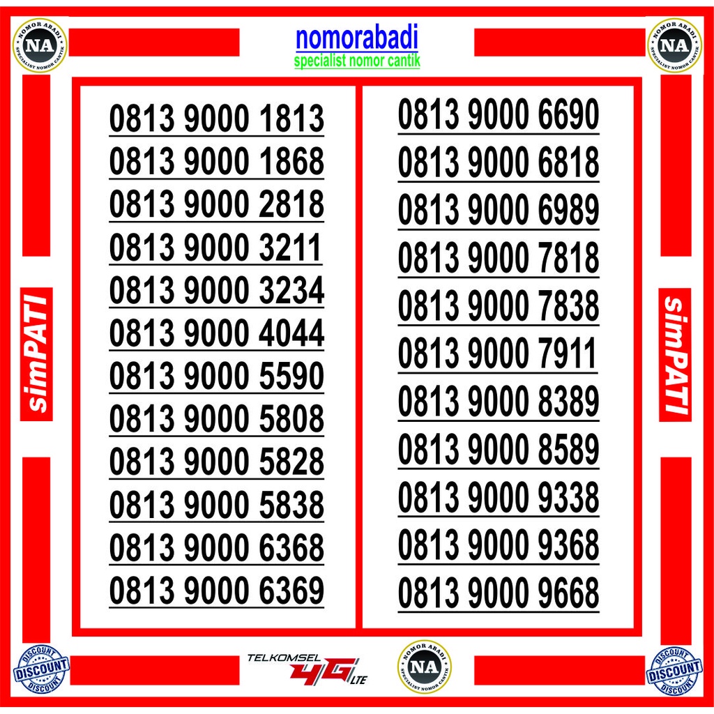 nomor cantik simpati 9000 h300