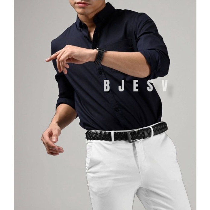 KEMEJA PRIA LEVIS POLOS LENGAN PANJANG KANTONG SATU 1 BAHAN KATUN KEMEJA KASUAL CUTTINGAN SLIM FIT S