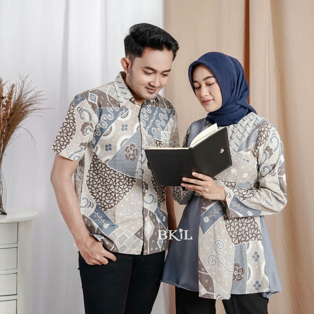 Baju Batik Kondangan Nikahan Tunangan Couple Kekinian / Kemeja Batik Sarimbit Pasangan Cantik Keren