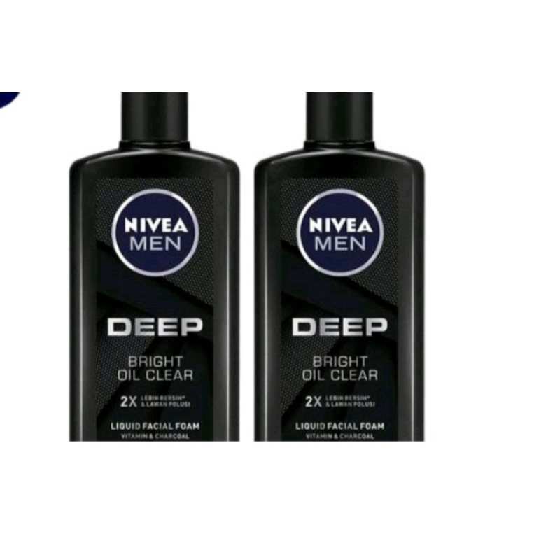 Nivea men Deep( Paket 50 ml x 2 pcs  )bright oil clear facial foam 50 ml