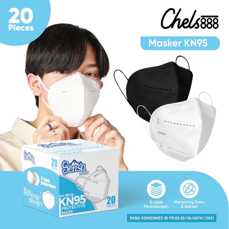 Masker KN95 KN 95 SENSA Earloop Medis 5 ply isi 20