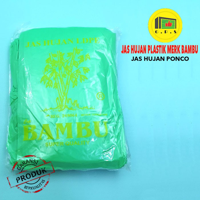 Jas Hujan Plastik LDPE Poncho Merk Bambu Tebal Murah