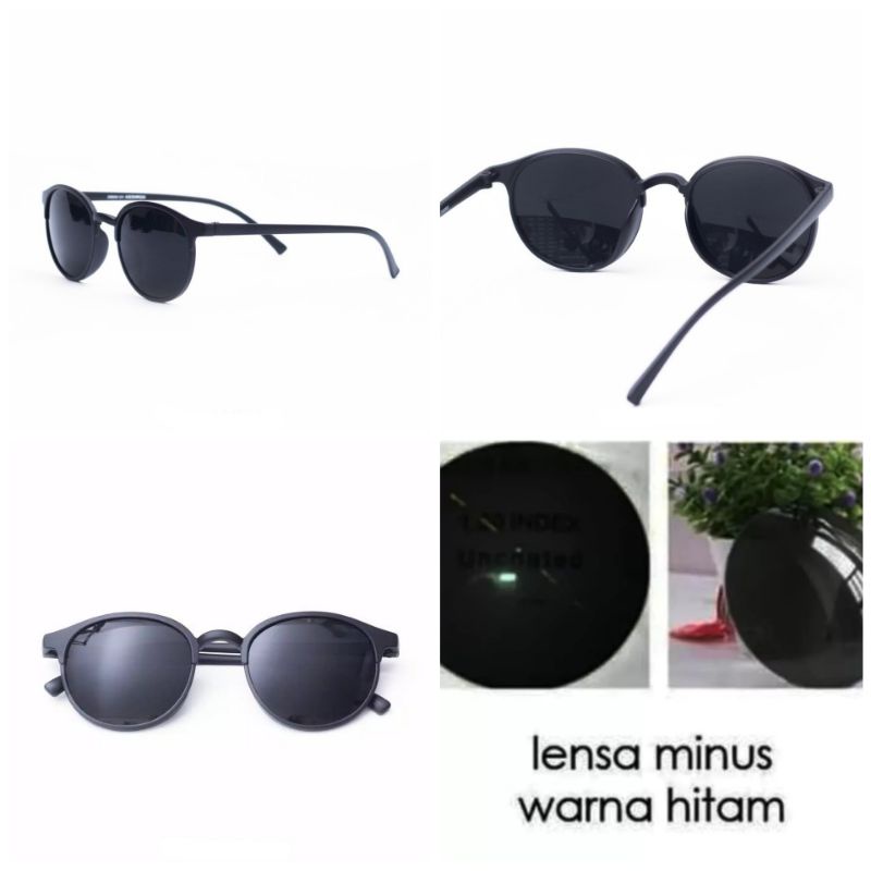 Kacamata Blackoval Lensa Minus Warna Hitam|Lensa Minus Diwarna Hitam Permanen