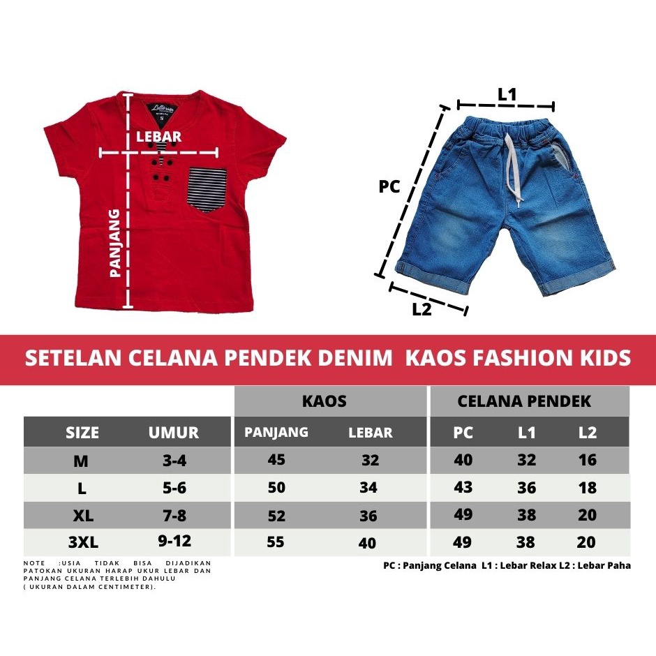 Setelan Kaos Anak / Setelan Denim Kaos Anak / Setelan Baju Anak