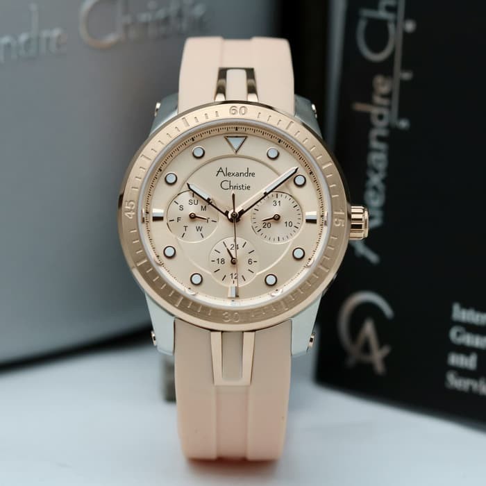 ALEXANDRE CHRISTIE ORIGINAL AC2772 JAM WANITA PEACH SILVER ROSEGOLD